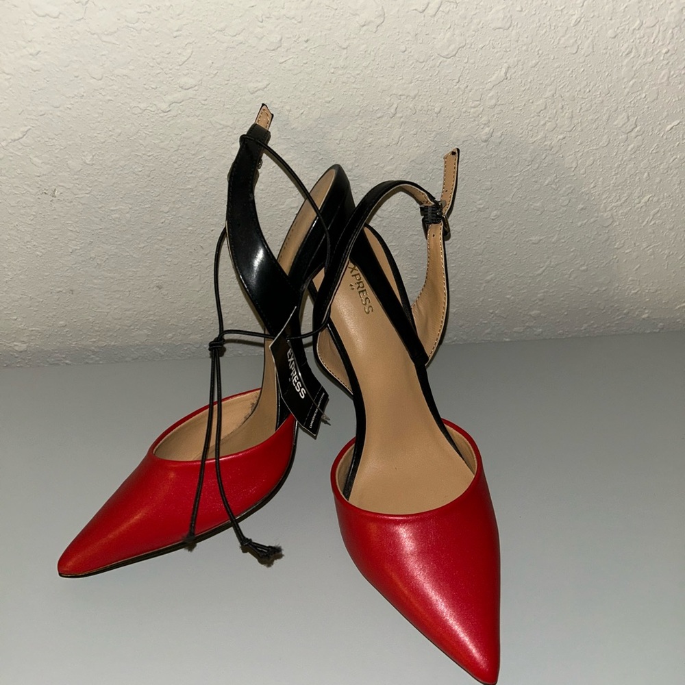 Express Bold Red and Black Heels